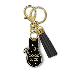 cat lobster clasp gold metal custom enamel keychain with tassel