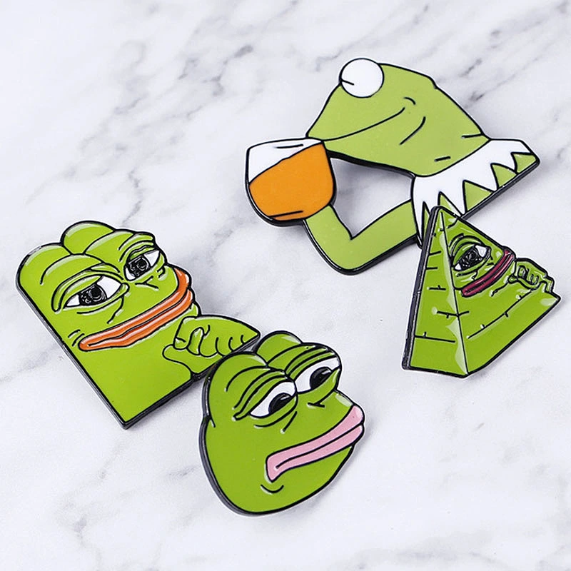 Factory Wholesale In Stock Cheap Price Sad Smug Pepe The Frog Enamel Lapel Pin