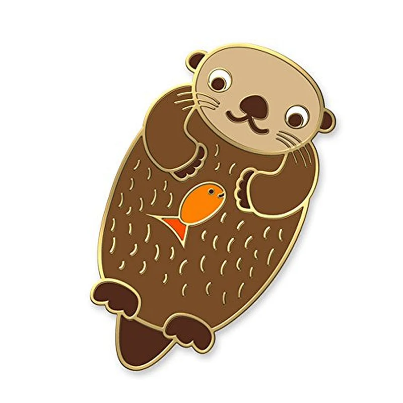 Wholesale custom metal soft enamel cute otter shape lapel pins