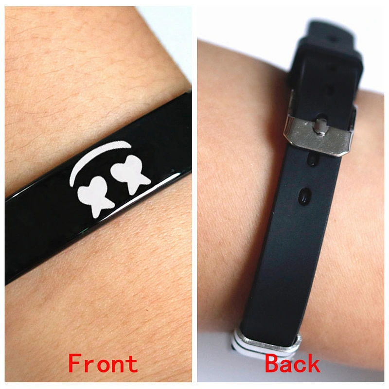 Marshmallow DJ Stainless Steel Marshmello Black Silicone Adjustable Bracelet