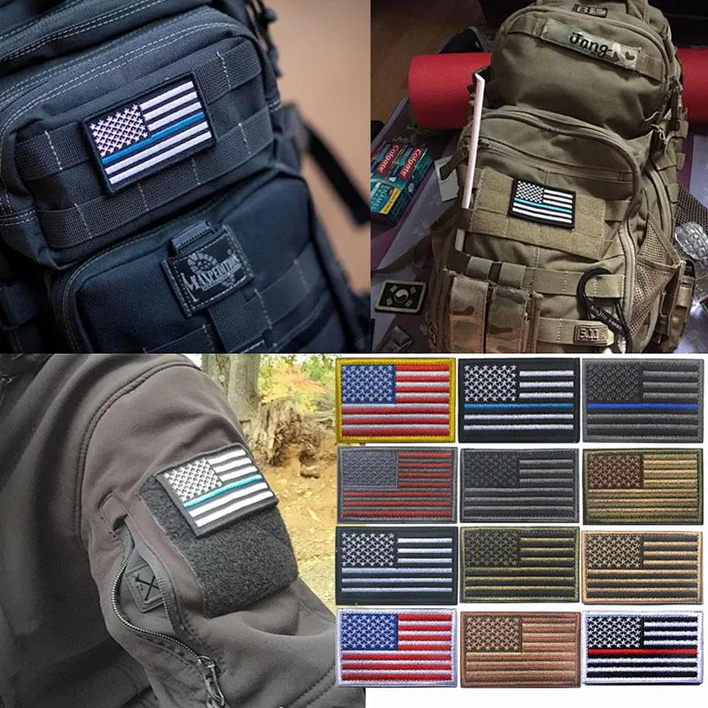 Factory Wholesale In Stock Cheap No Minimum Embroidered Custom Logo Patches Badge American USA Flag Embroidery Patch