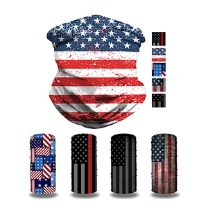 Wholesale In Stock High Quality Dustproof Bandana Head Scarf USA American Flag Seamless Bandana