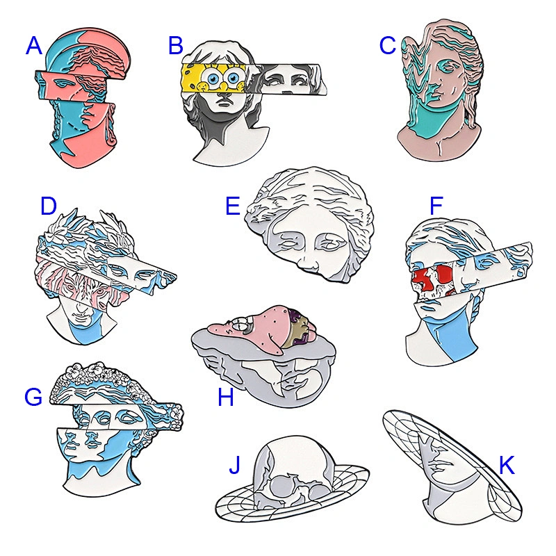 Wholesale Art Sculpture Soft Enamel Pins Custom Human Head Lapel Pin