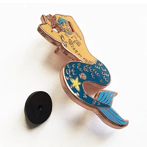 Custom funny man mermaid enamel pin badge hard enamel pin