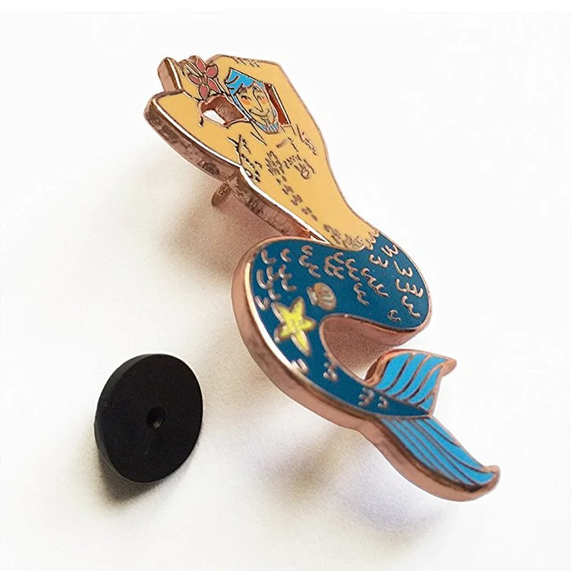 Custom funny man mermaid enamel pin badge hard enamel pin