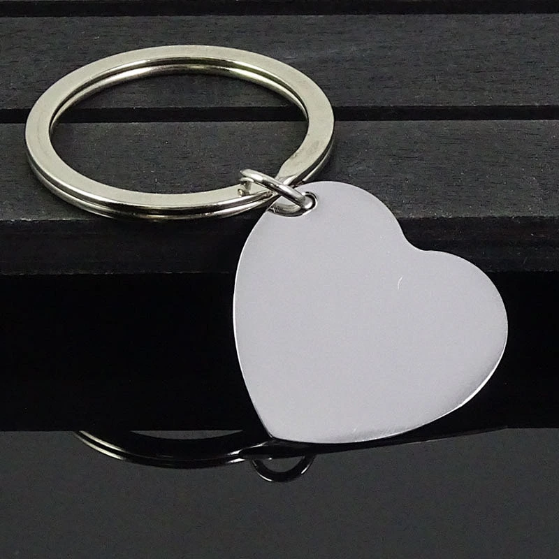 Cheap sliver heart shape custom logo metal key chain