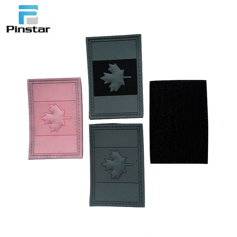 Different colors and styles customized canadian flag soft rubber pvc patch