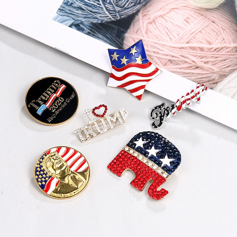 Trump pin USA patriotic republican campaign diamond pin Donald trump presidential commemorative pin