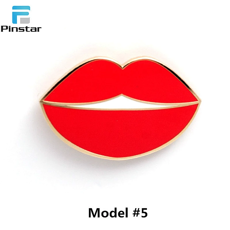 Rolling Stones Red Lips Tongue Enamel Pin and other Soft Enamel Lip Pin