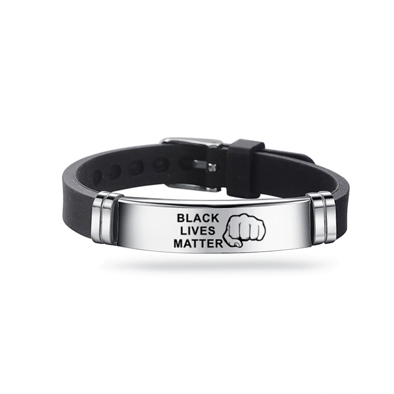 Black Lives Matter Stainless Steel Adjustable Bracelet I CAN'T BREATHE Power Men Bracelet