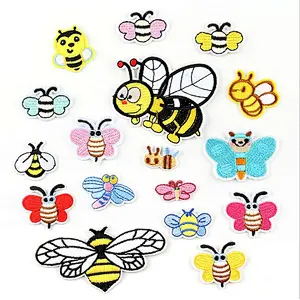 China bulk custom cartoon bee shape embroidery patches