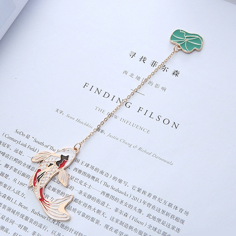 Custom Gold Fish Metal Bookmark Pendant