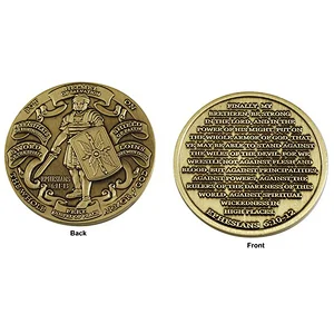 custom design soldier copper engraved 3D plated coin
