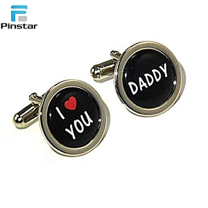 High Quality love father Brass Material Silver Cufflink Set For Men Shirts