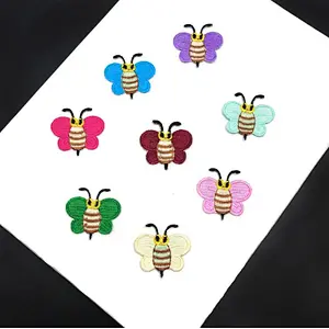 China bulk custom cartoon bee shape embroidery patches