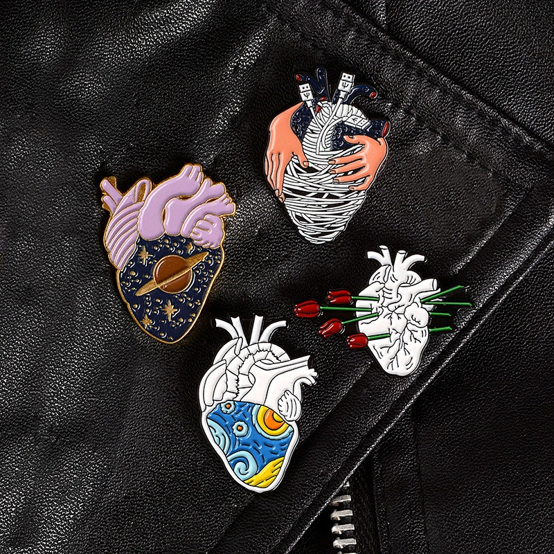 Making Custom Heart Shaped Brooch Anatomical Heart Art Soft Enamel Lapel Pin