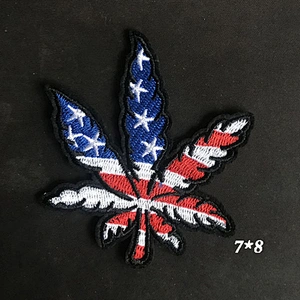 Wholesale In Stock DIY Embroidery Patches Marijuana Hemp Weed Leaf Embroidered Iron on Patch