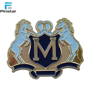 High quality custom soft enamel red running horse gold plated lapel pin badge