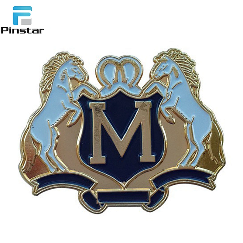 High quality custom soft enamel red running horse gold plated lapel pin badge