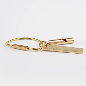Nordic Style Brass Metal Pure Copper Whistle Keychain Outdoor Survival Whistles Pendant