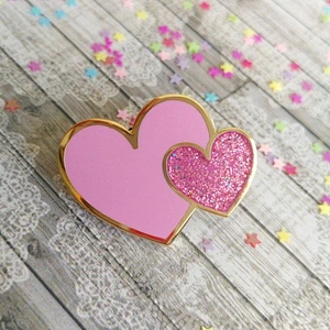heart enamel Metal Badge with glittering