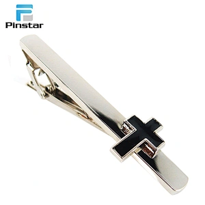 Engraved metal silver heart shaped england flag design pin tie clip holder