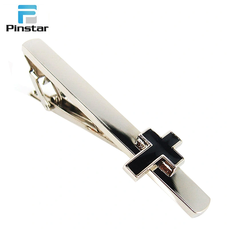 Engraved metal silver heart shaped england flag design pin tie clip holder