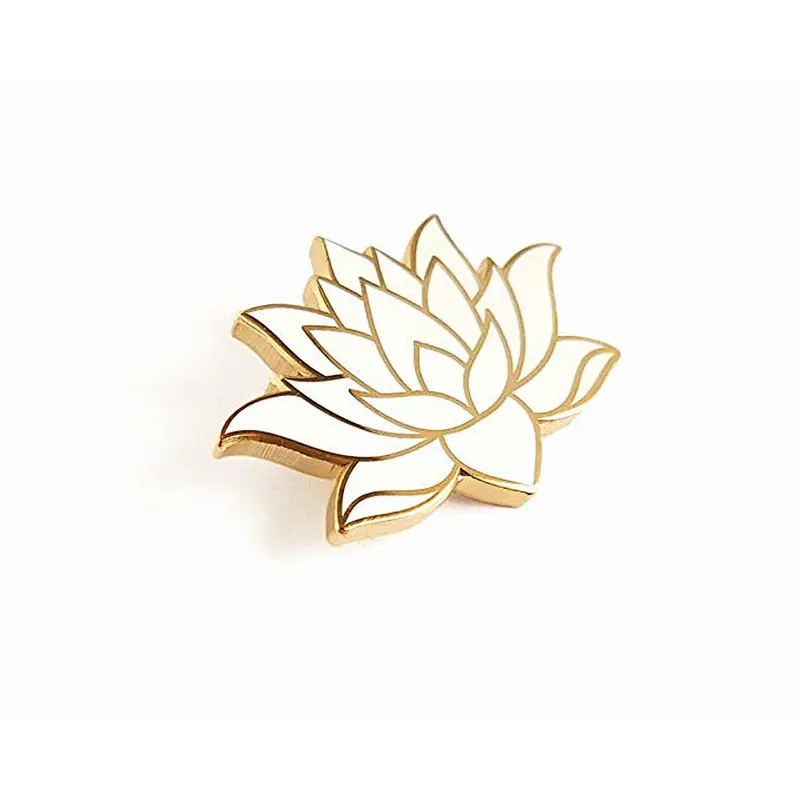 Hot selling custom white lotus flower shape hard enamel lapel pins