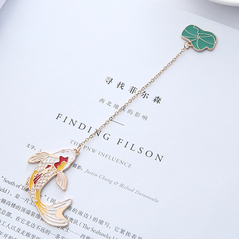 Custom Gold Fish Metal Bookmark Pendant