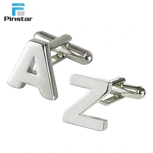 Fashion men square shaped heart pattern alphabet cuff links
