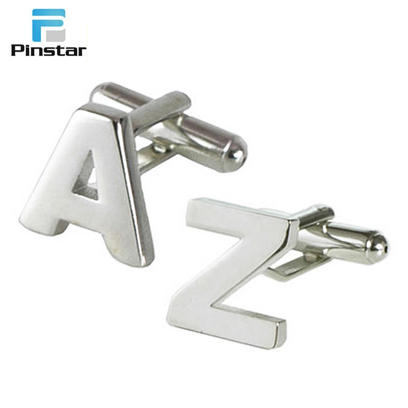 Fashion men square shaped heart pattern alphabet cuff links