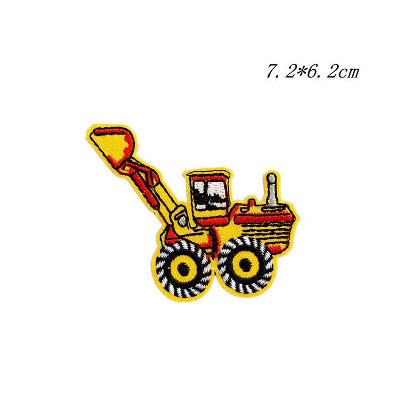 Wholesale In Stock No Minimum Anime Patch Embroidery Excavator Rooter Truck Iron On Patches