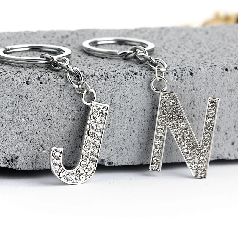 Wholesale In Stock No Mold Fee Diamond Alhabet Letters Letter M Keychain