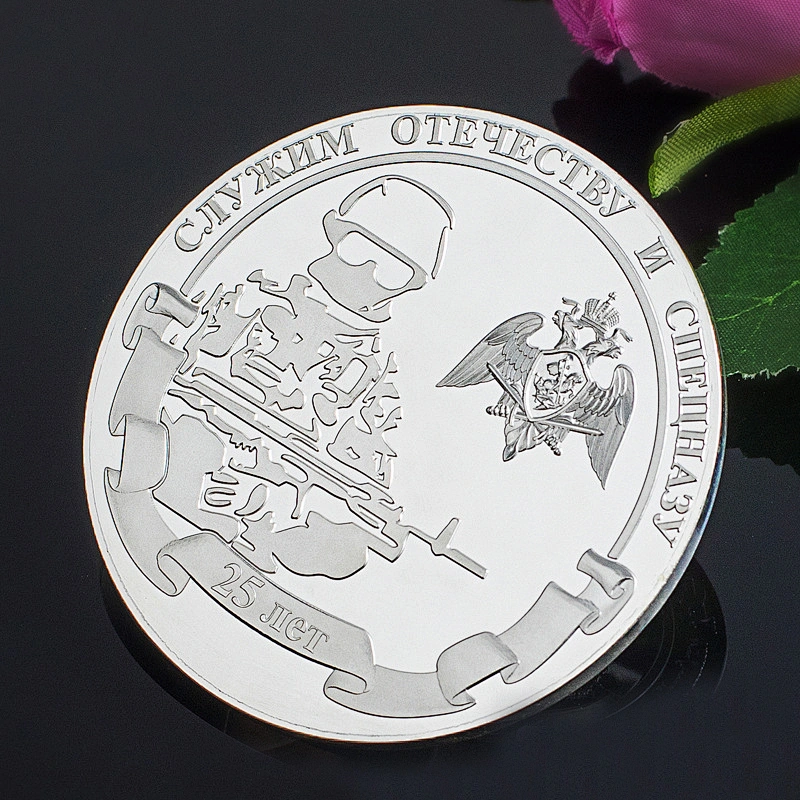 Factory Making Cheap High Quality Custom Logo Souvenir Shiny Silver Coins