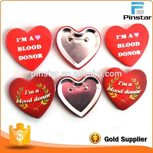 Custom Printing Logo Heart Tin Button Badge