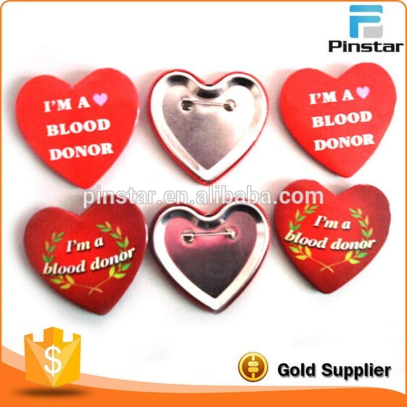 Custom Printing Logo Heart Tin Button Badge