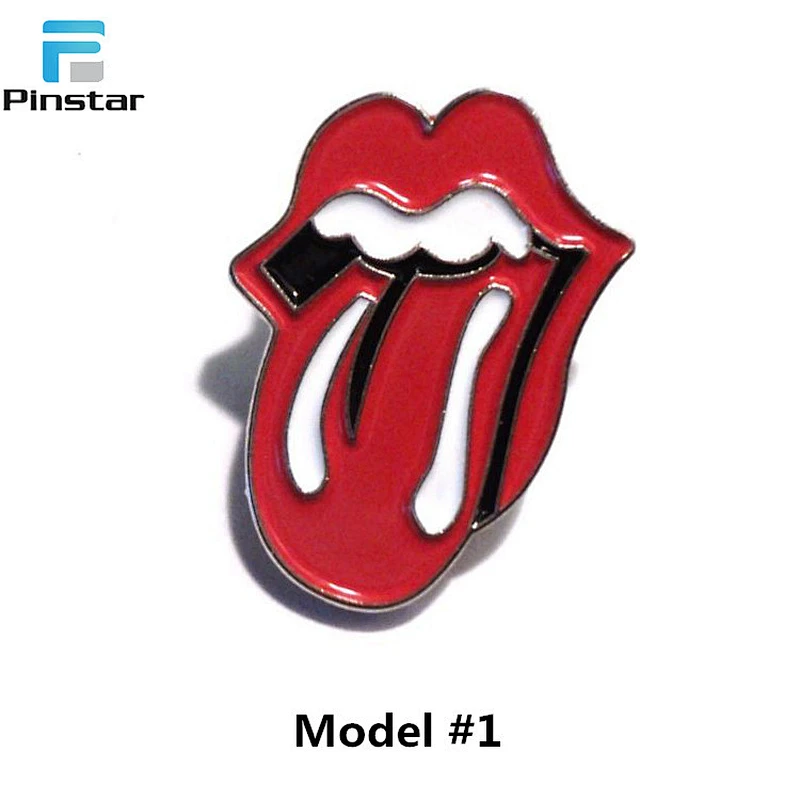 Rolling Stones Red Lips Tongue Enamel Pin and other Soft Enamel Lip Pin