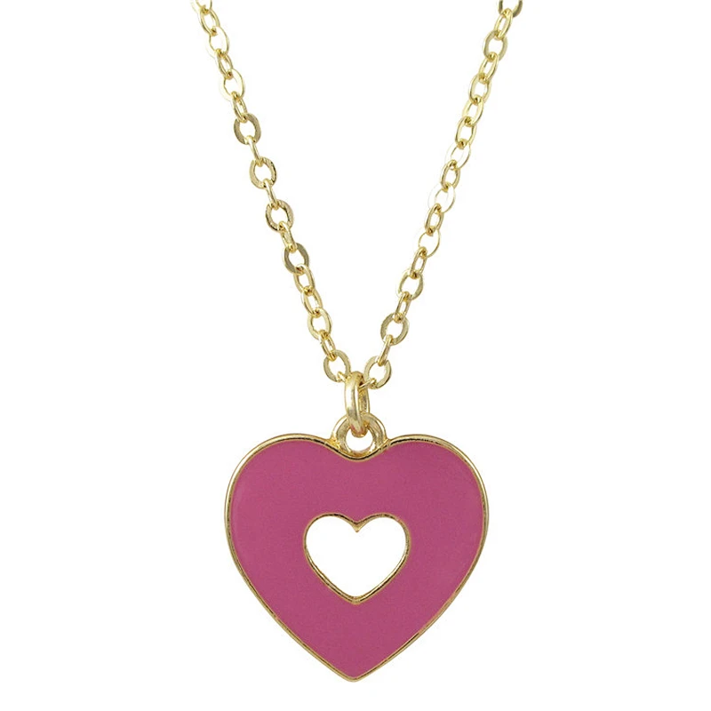metal Heart shape Hard enamel gold plating Necklace Pendant