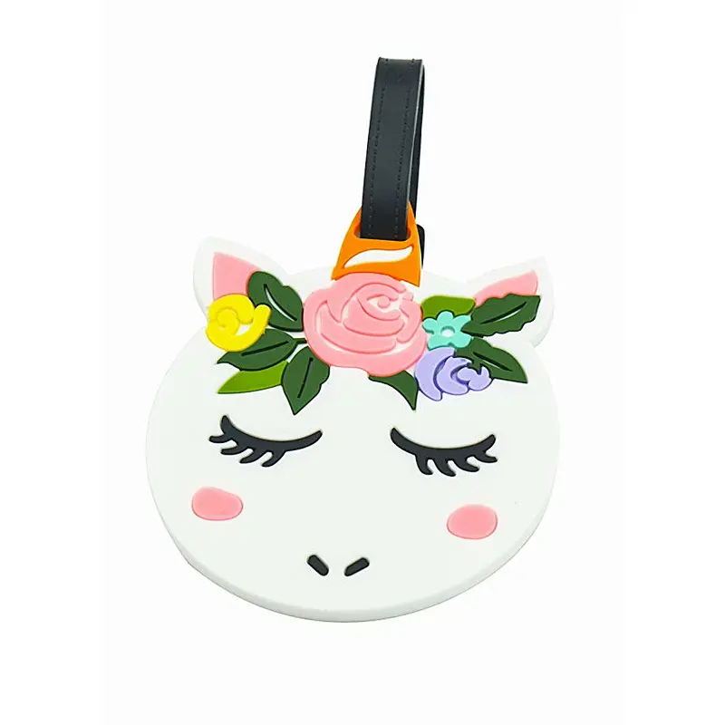 High quality unicorn shape custom PVC luggage tag