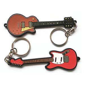 guitar design your own soft pvc keychain with ring