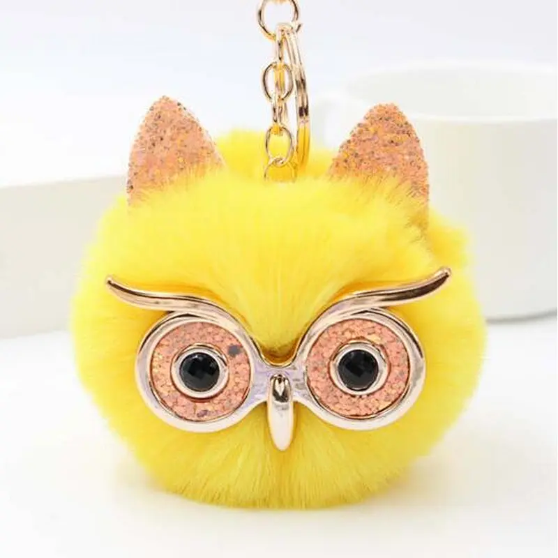 In stock new design key chain Fur pom pom keychain