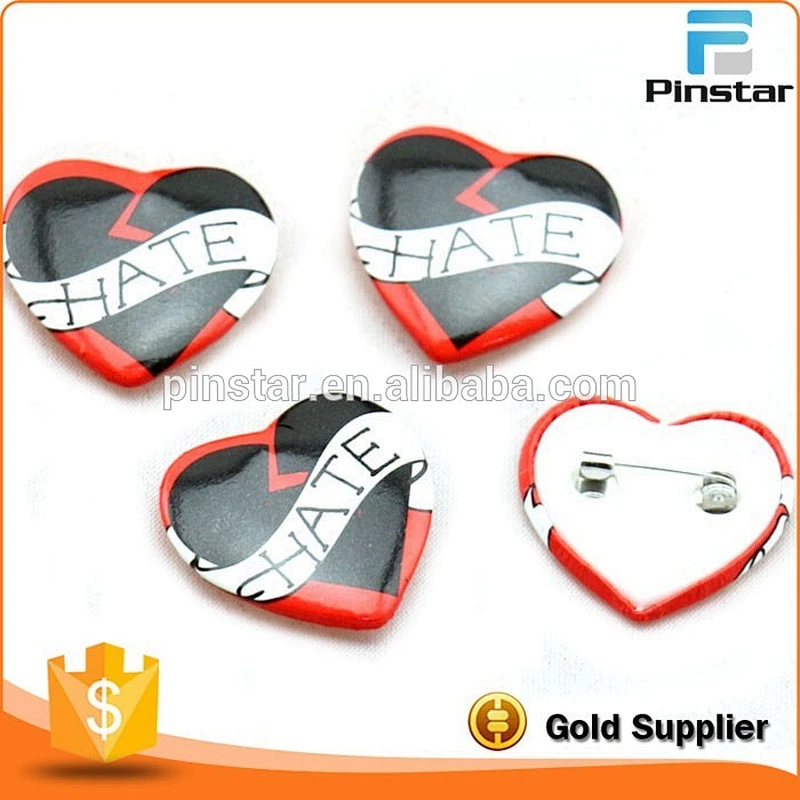 Custom Printing Logo Heart Tin Button Badge