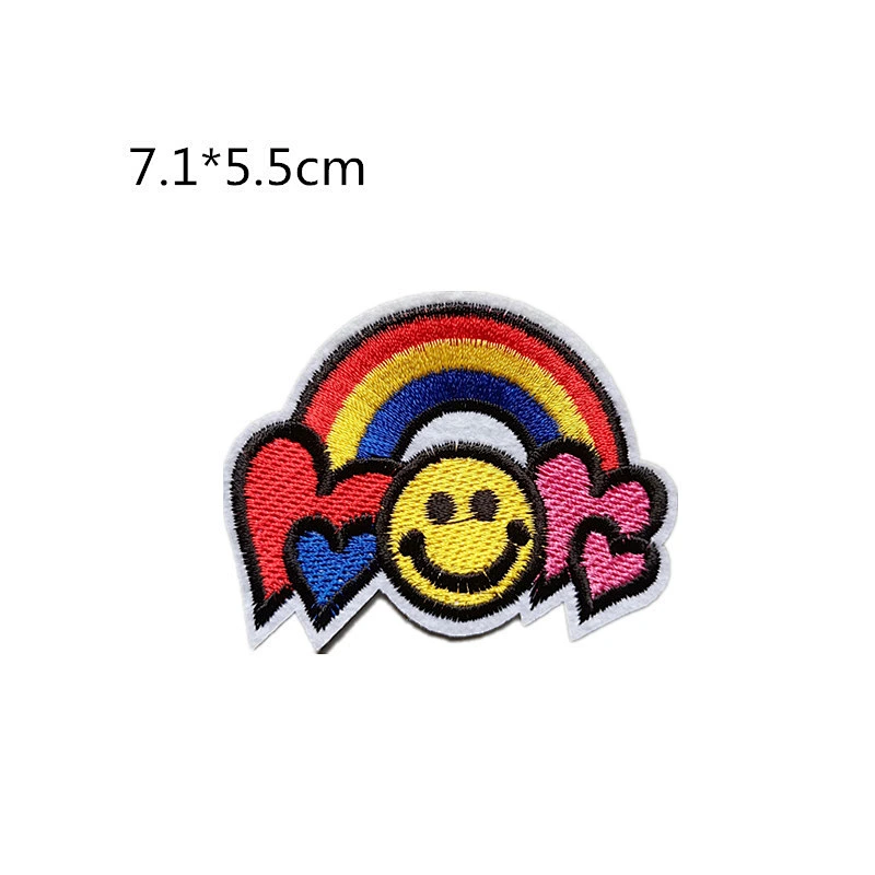 Wholesale In Stock No Minimum Embroidered Badge Embroidery Rainbow Iron On Patches