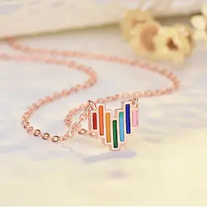 Fashion LGBT rainbow metal enamel plating Necklace Pendant