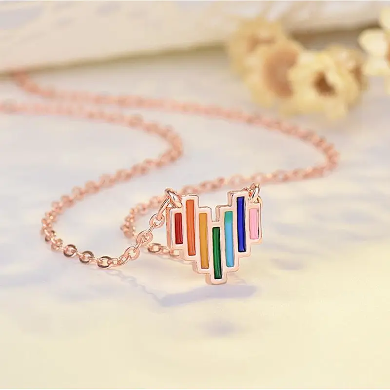 Fashion LGBT rainbow metal enamel plating Necklace Pendant