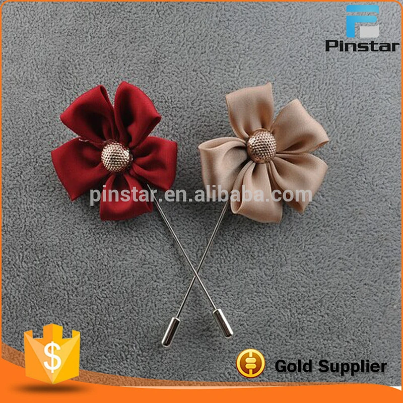 Fabric material fashion long needle pin suit lapel pin flower men