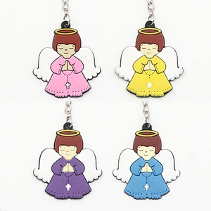 Cheap Design Custom angle shaped Rubber PVC keychains