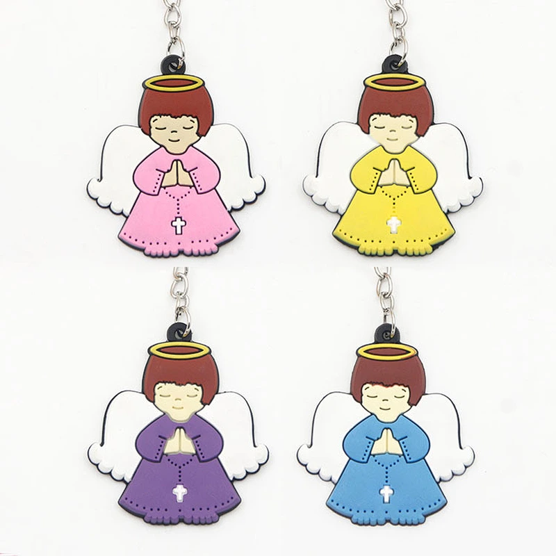 Cheap Design Custom angle shaped Rubber PVC keychains