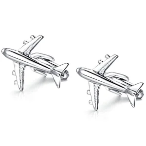 3d airplane silver aircraft cufflinks for men
