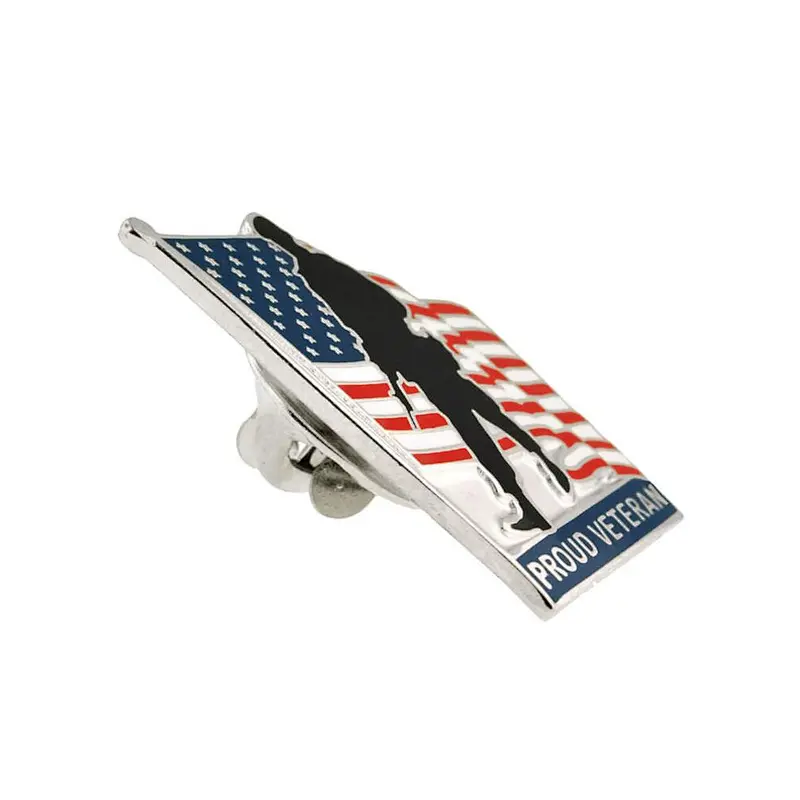 Proud Veteran American Flag Military Patriotic Enamel Lapel Pin